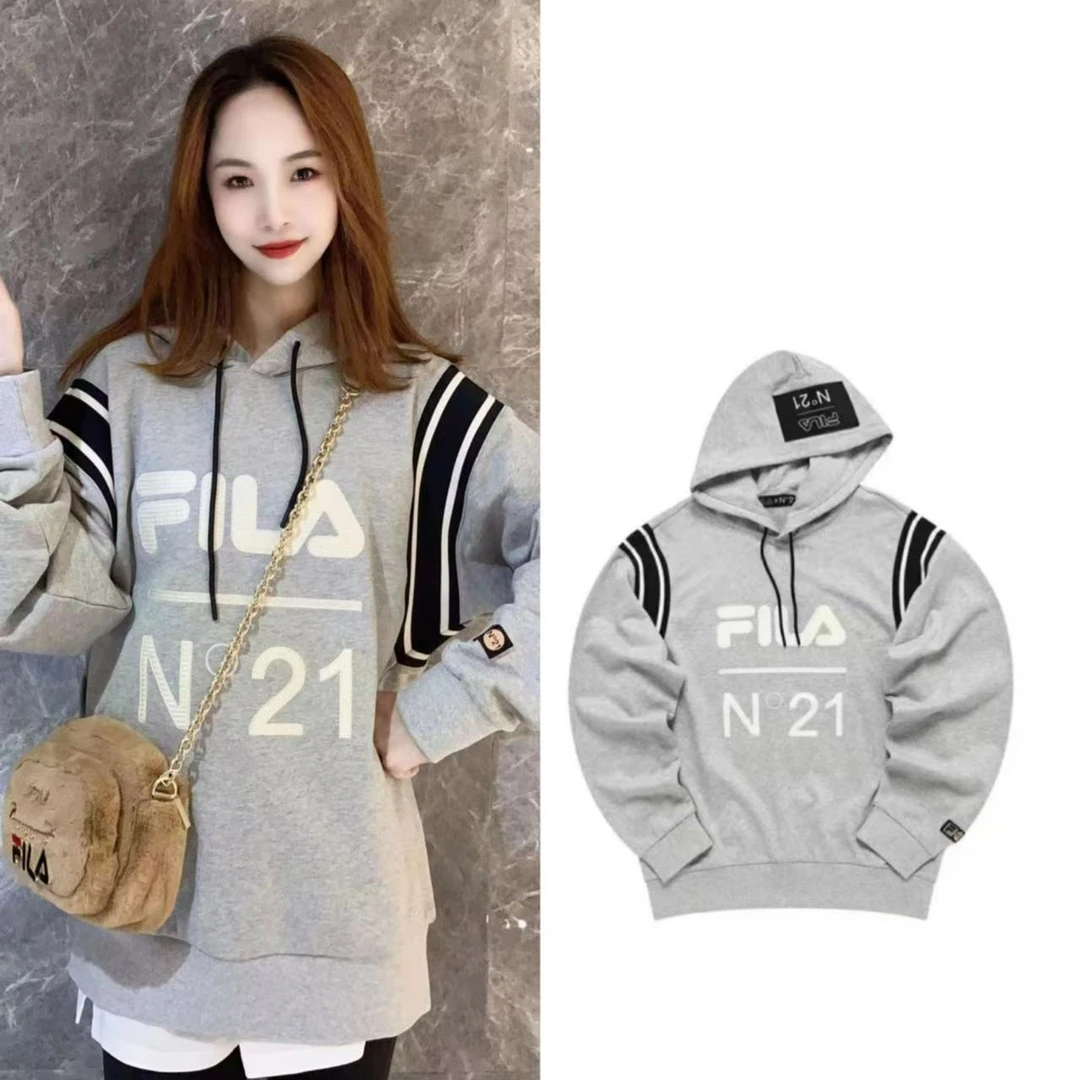 FILA/斐乐N21联名男女同款情侣款时尚潮流休闲连帽卫衣T11U249204