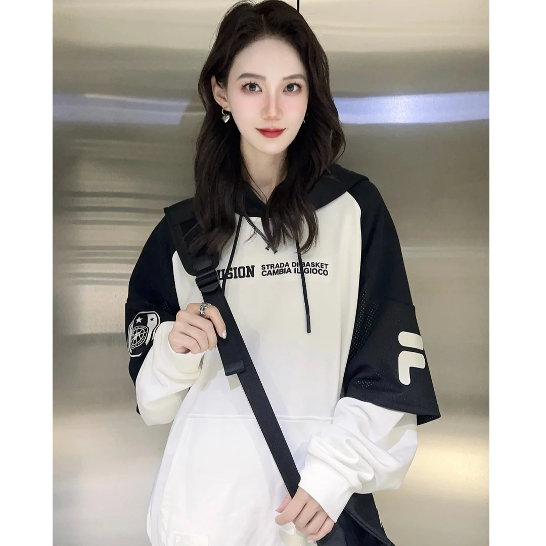 Fila/斐乐潮流情侣连帽卫衣外套时尚休闲宽松长袖上衣 T11U335203