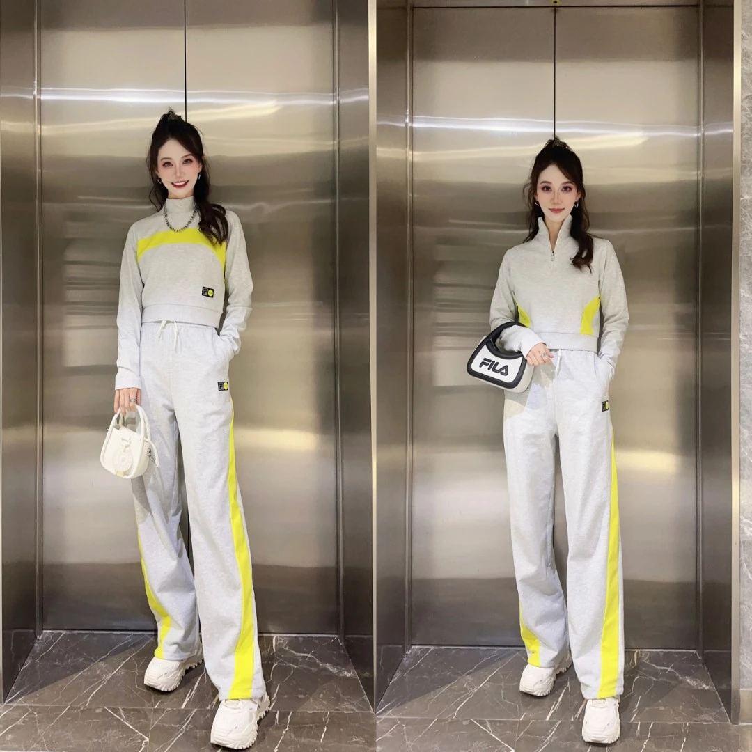 Fila/斐乐BEAMS联名女子针织立领卫衣百搭莫代尔套头衫T11W349203