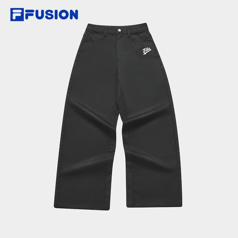 双11空前钜惠Fila/斐乐潮流女装梭织长裤舒适阔腿宽松运动裤