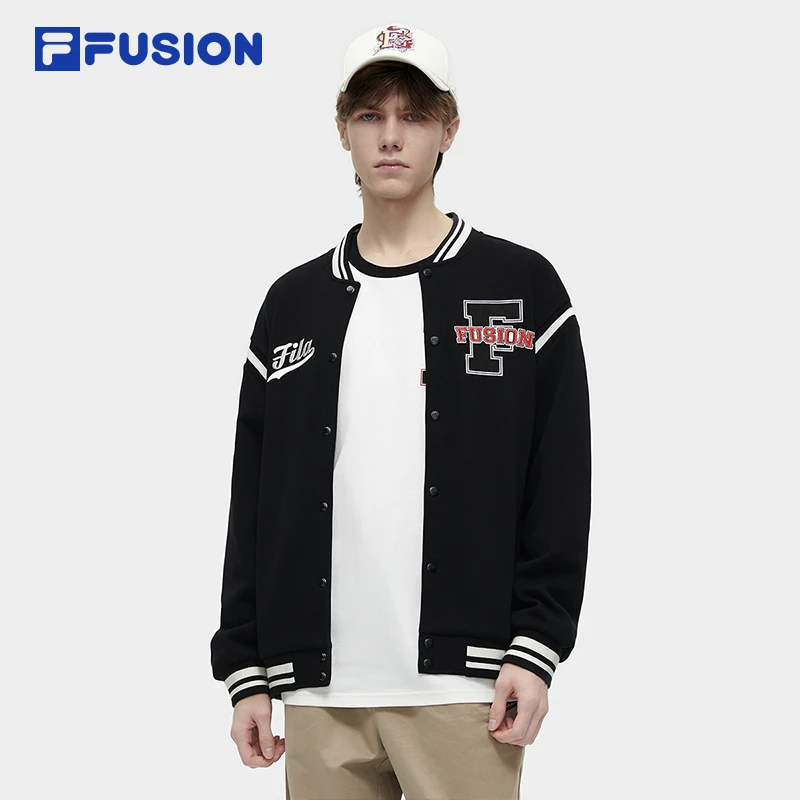 Fila/斐乐潮流情侣针织外套春季时尚百搭休闲棒球服上衣宽松运动