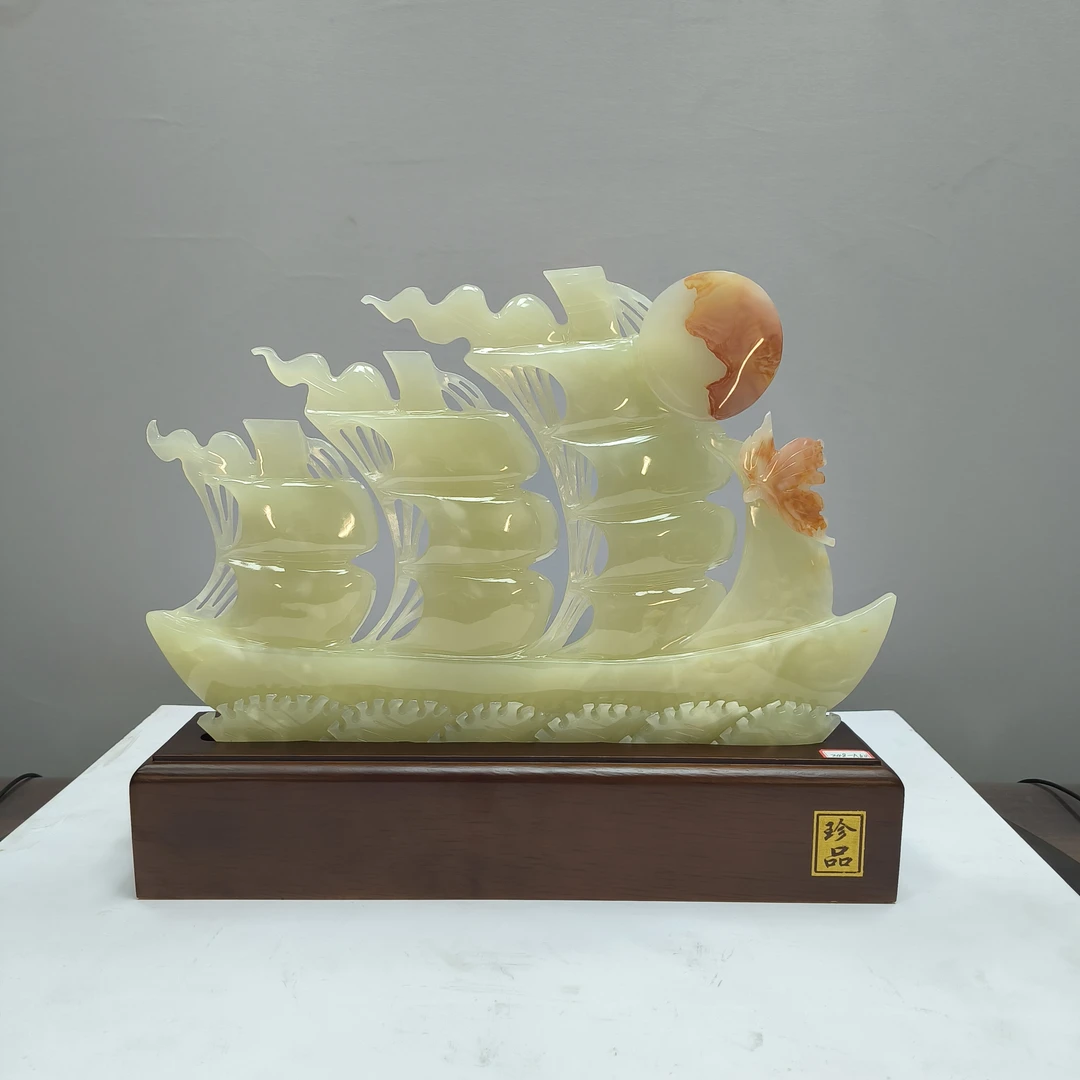 8214家居装饰摆件玉石雕刻电视柜玄关新中式创意书房山水花鸟白菜