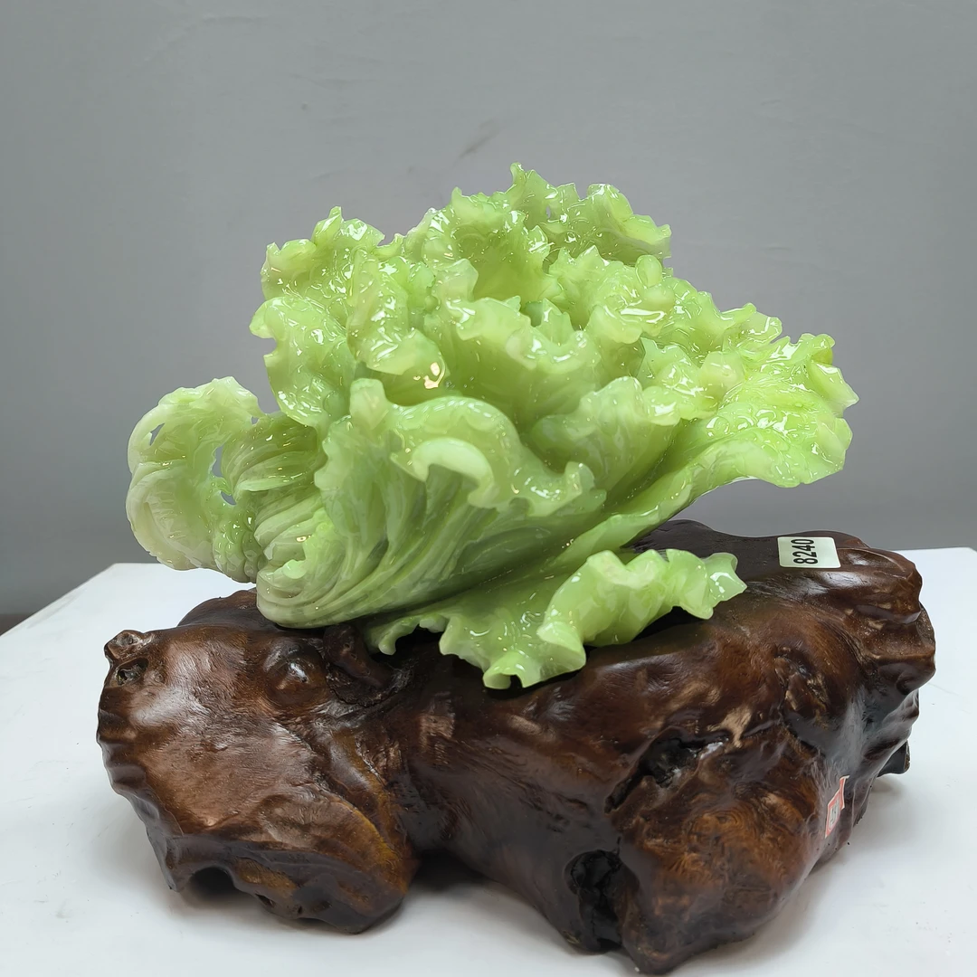 8240家居装饰摆件玉石雕刻电视柜玄关新中式创意书房山水花鸟白菜