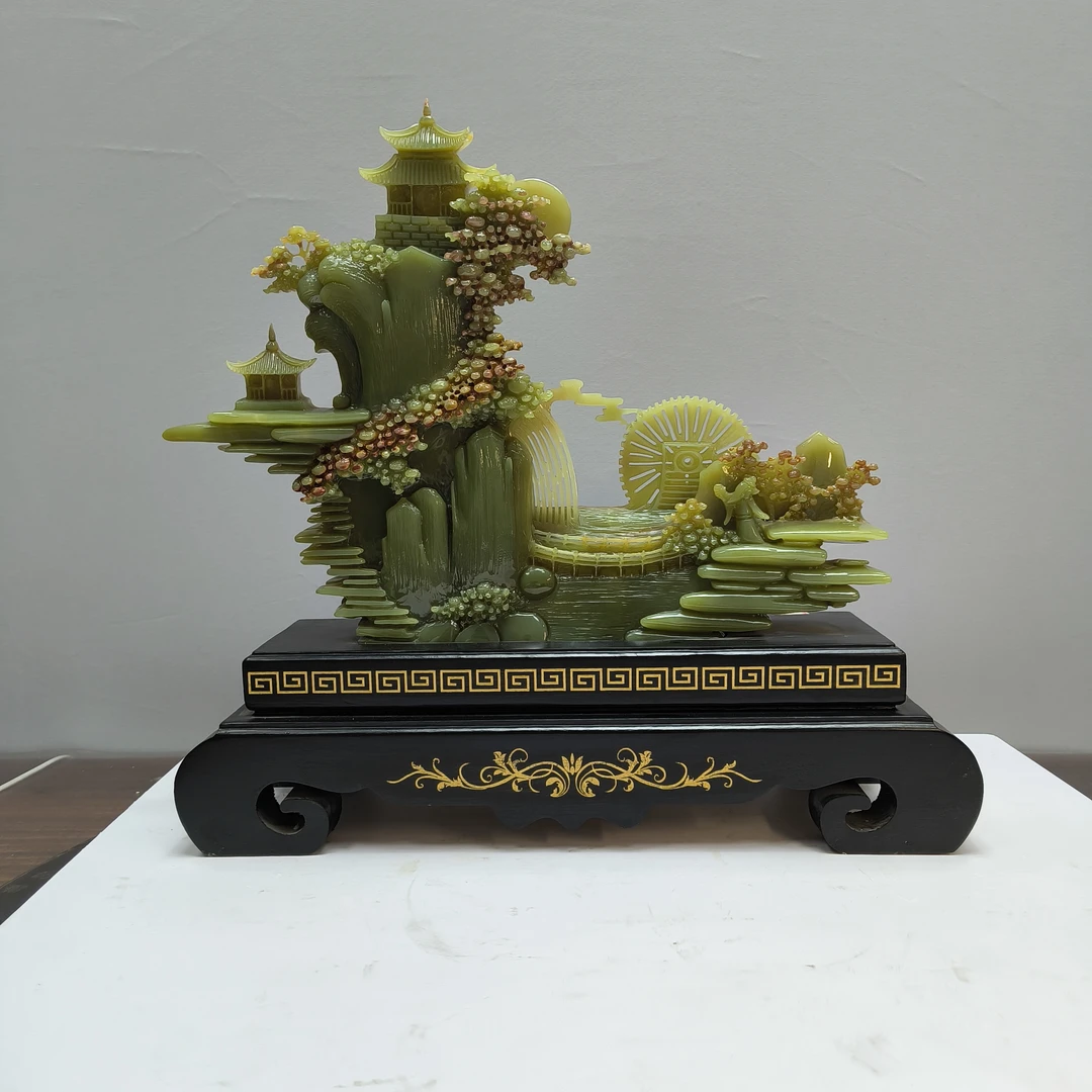 8184家居装饰摆件玉石雕刻电视柜玄关新中式创意书房山水花鸟白菜