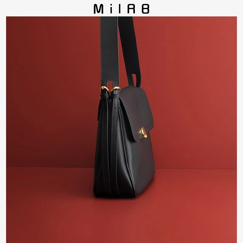 【MiLRB】原创设计包撞色真皮牛包软皮包质感邮差包单肩包斜挎潮