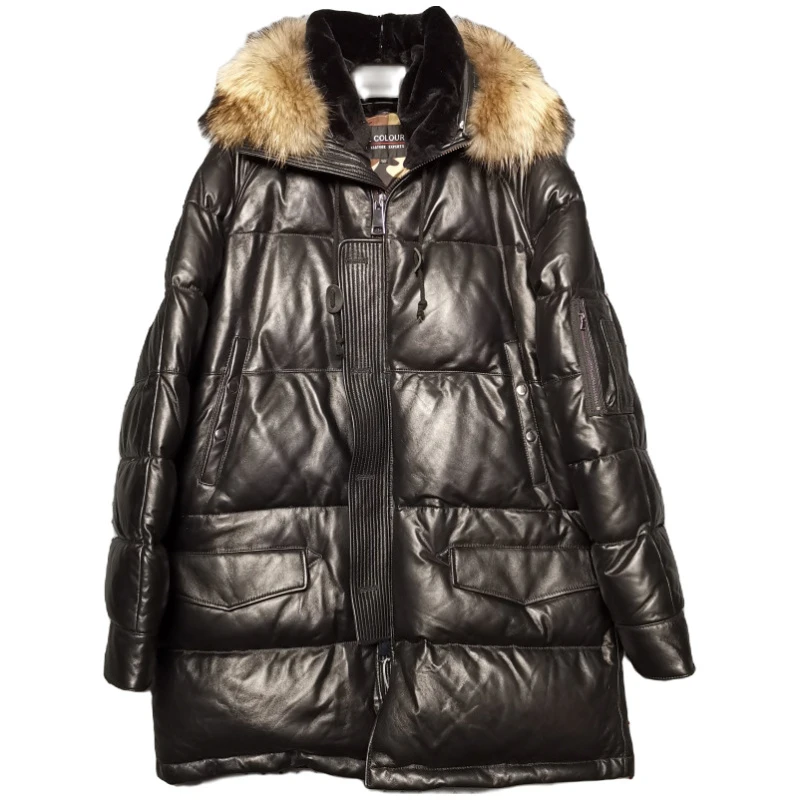 N3B皮羽绒连帽毛领绵羊皮服皮夹克军大衣棉服棉衣极地防寒