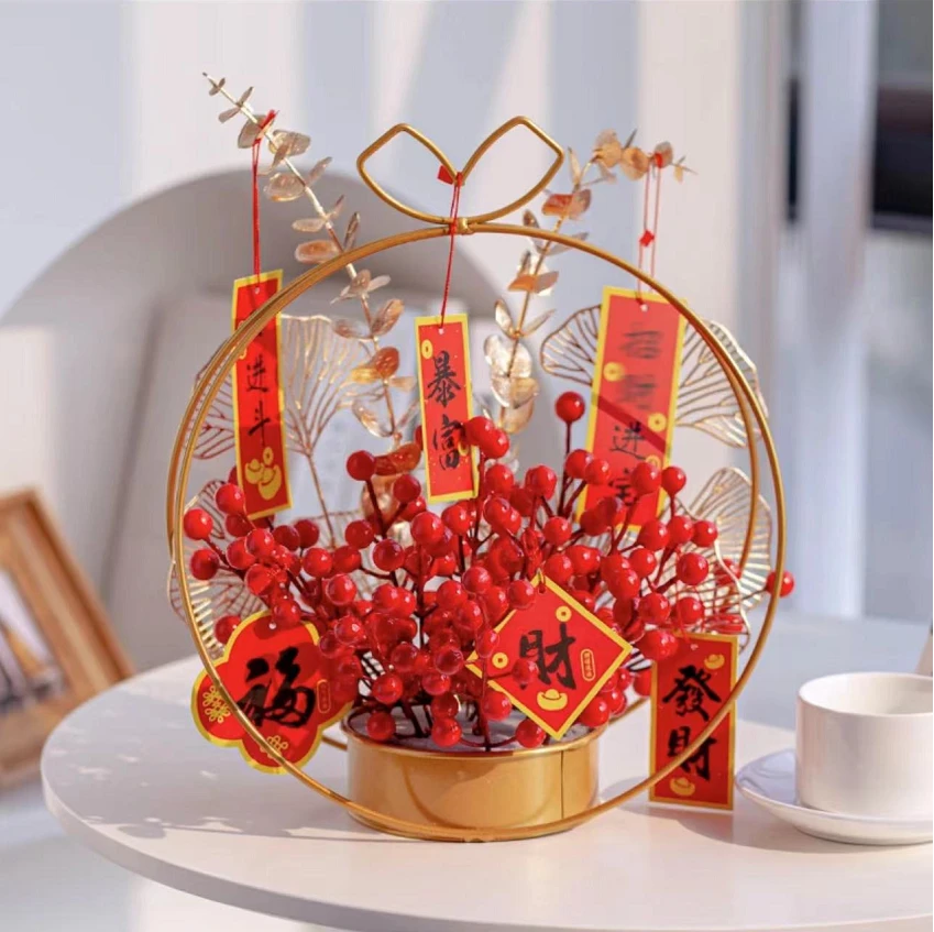 2024发财果年宵花仿真花客厅桌面过年喜庆装饰