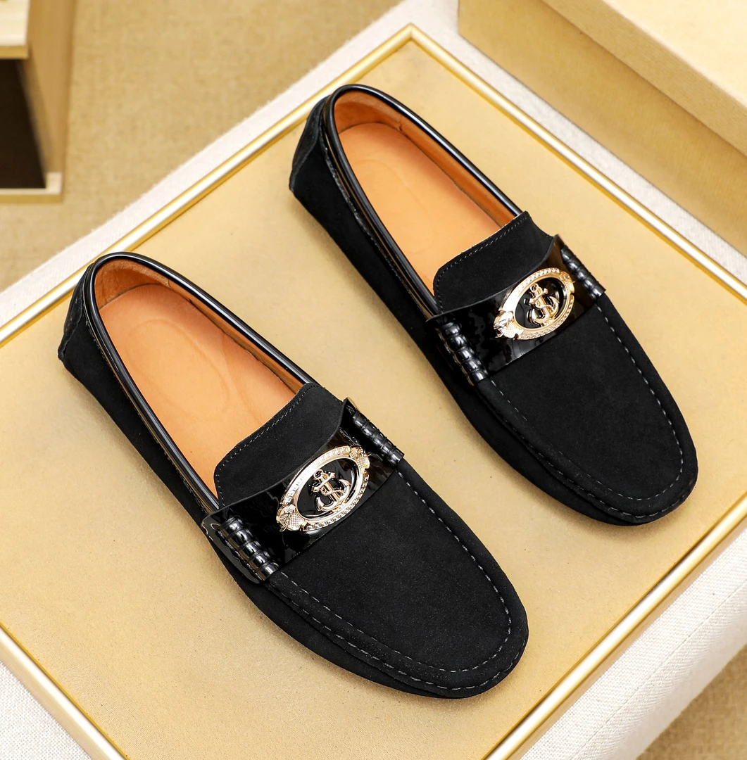 欧洲站潮流黑色真皮豆豆鞋男鞋时尚男士驾车鞋英伦风休闲潮流男鞋