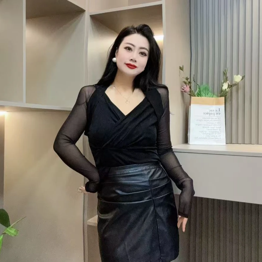 冬季洋气小衫-鸿  9363气质大气奢华小众风显瘦胖MM大码女装新款