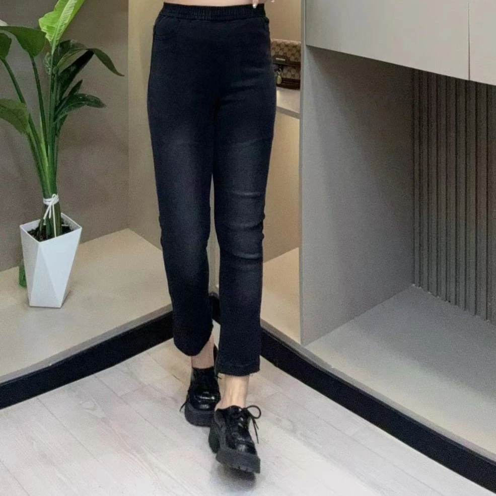 秋款牛仔烟筒裤-勾 480 时尚洋气潮流爱心百搭款胖MM大码女装新款