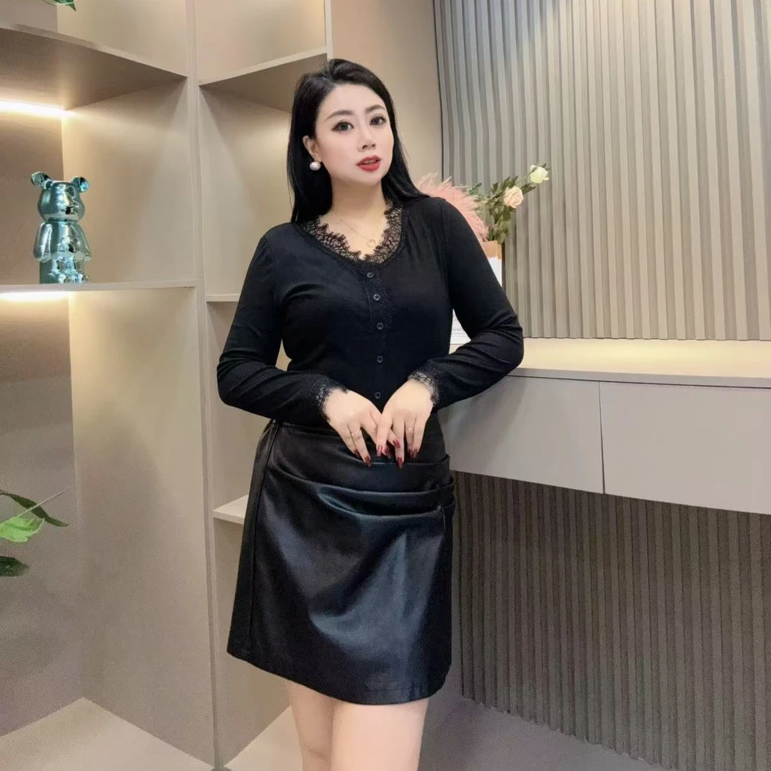 早春洋气小衫-甜 3512时尚潮流蕾丝边舒适显瘦款胖MM大码女装新款