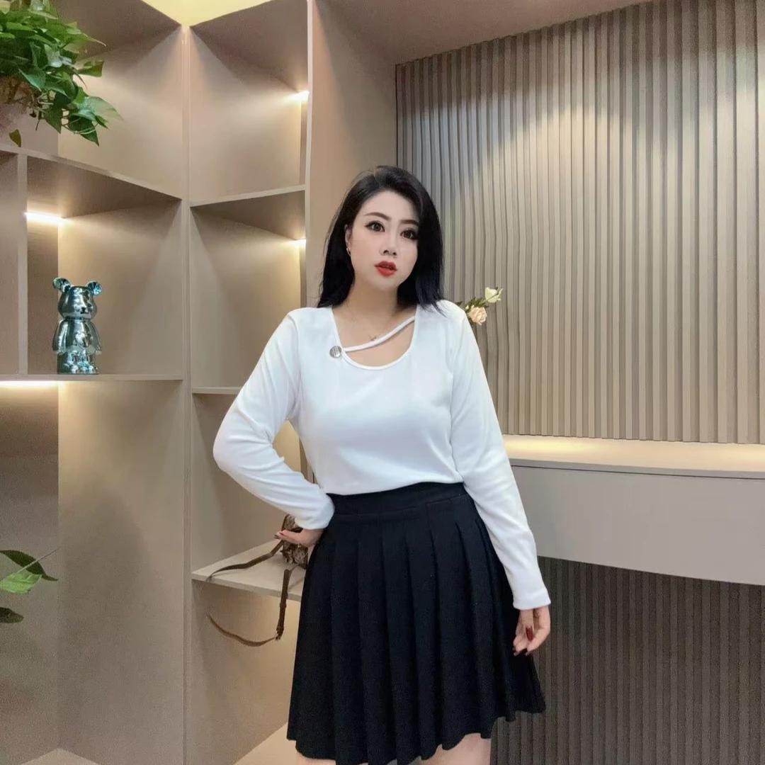 冬季小衫-双 9095时尚净版纯色遮肉显瘦流行上衣胖MM大码女装新款