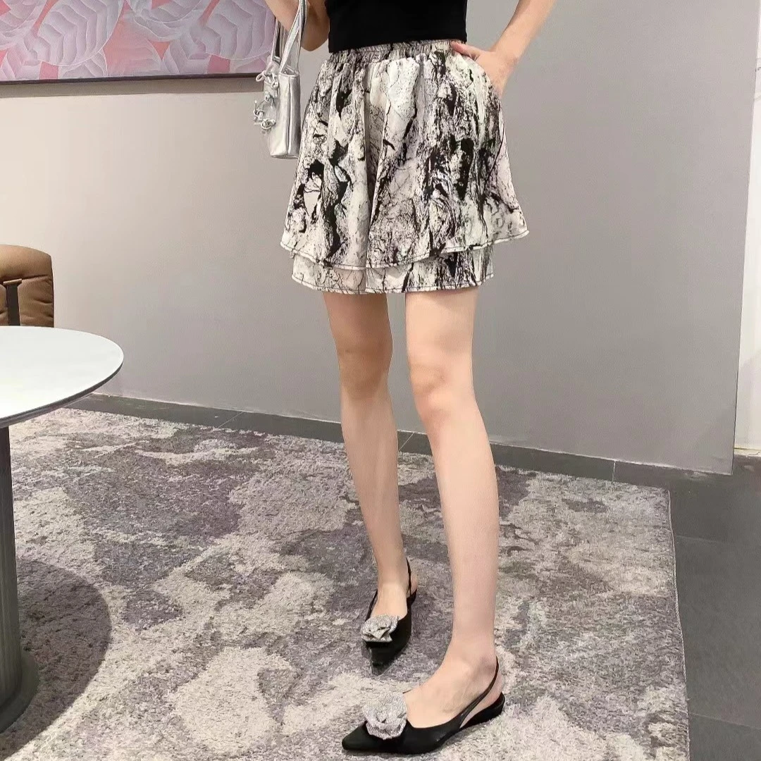 潮款短裤裙-甜 3310时尚洋气舒适显瘦双层休闲款胖MM大码女装新款