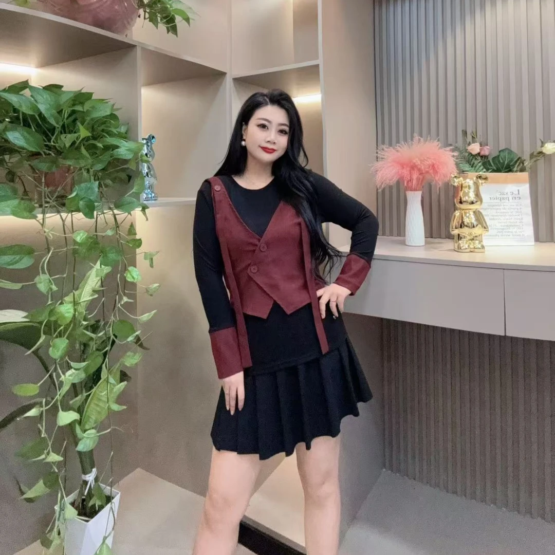 冬季洋气小衫-甜 3442时尚潮流保暖舒适款假两件胖MM大码女装新款