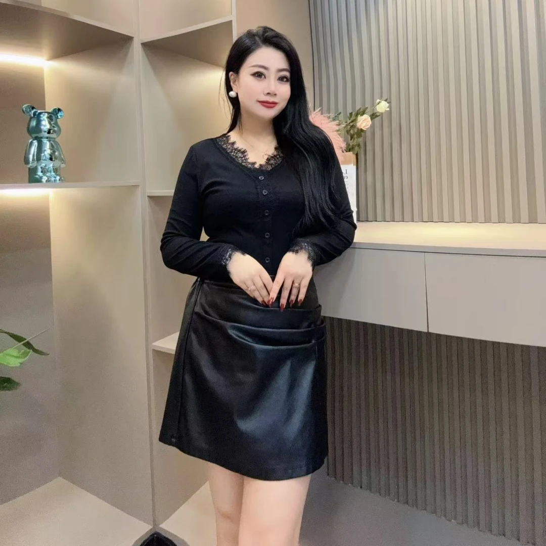 早春洋气小衫-【现】甜 3512蕾丝边时尚潮流显瘦款胖MM大码女装新款