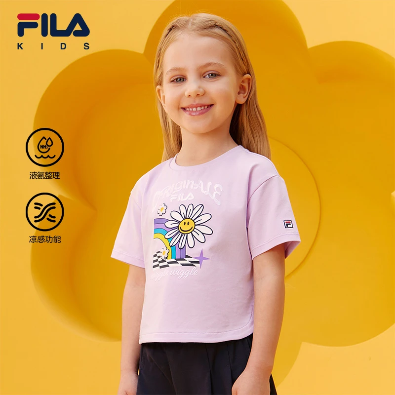 【斐乐儿童】2025年洋气中大童小童运动印花时尚短袖T恤K11G424106