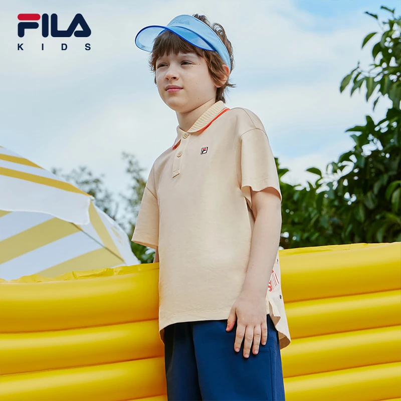 【斐乐儿童】2025夏男童中大童抑菌欧若风短袖翻领POLO衫K12B422123