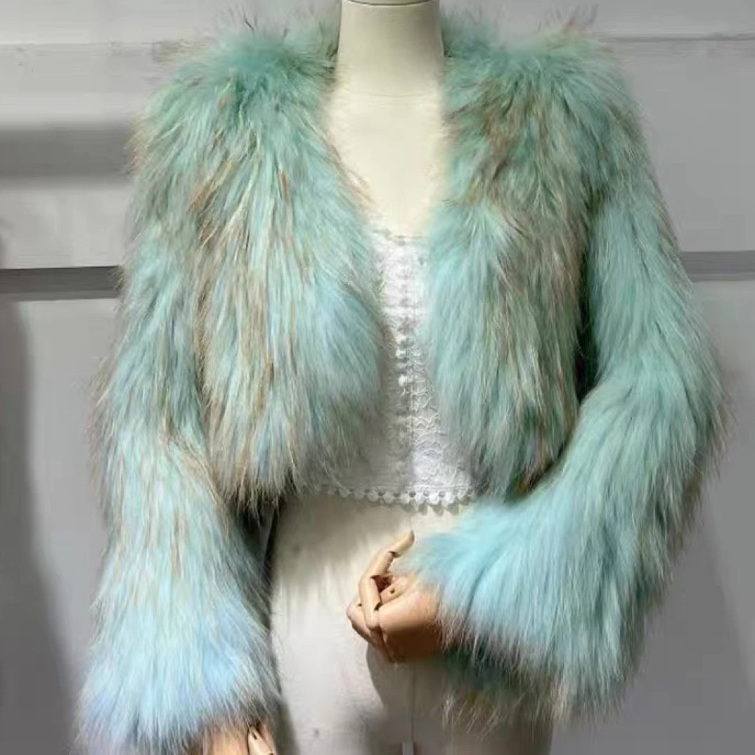 鎏金岁月“万和”漂金小高腰气质短款毛毛女编织外套