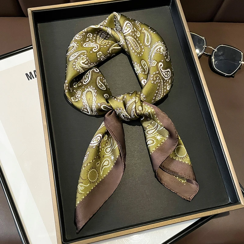 腰果花小方巾丝巾女搭配衬衫护颈围脖子薄围巾纱巾2024秋季新款70