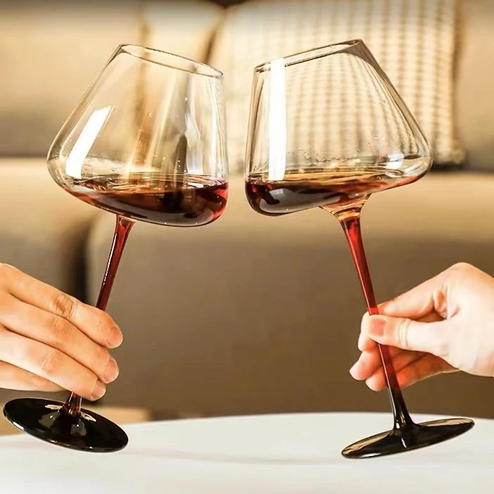 欧式纯手工制作水晶杯（红黑胖）无铅高档家用葡萄酒杯两支装轻奢