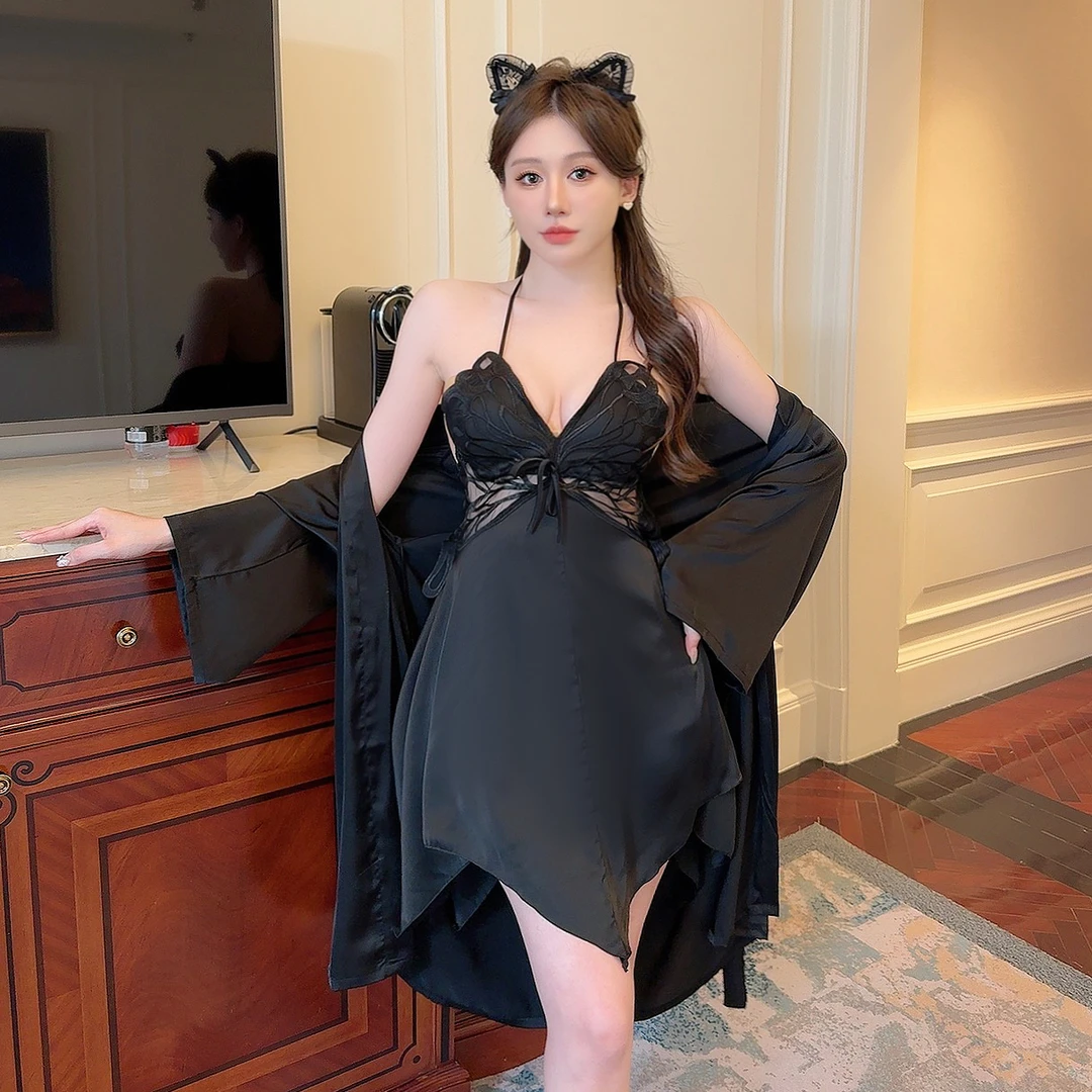 【蝴蝶皇后】高定轻奢睡衣夏季露背纯欲风冰丝新款蕾丝气质家居服