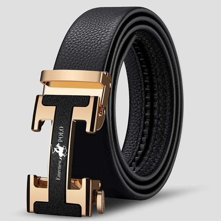 安普里保罗正品真皮头层牛皮皮带男款中青年商务传统自动扣裤腰带