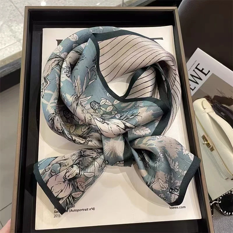 碎花丝巾时尚百搭女士夏季双层优雅小清新洋气甜美夏天韩版多功能