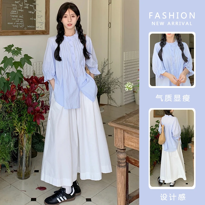 孕妇装夏季2024潮款套装时尚洋气短袖上衣休闲大码半身裙子两件套