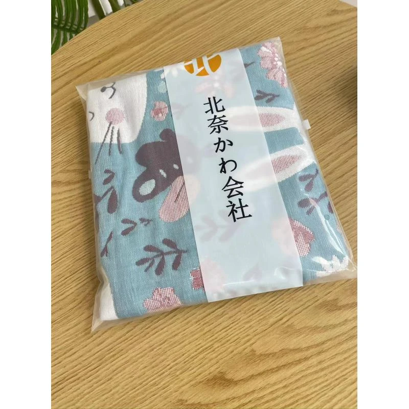 【北奈かわ会社】纯棉纱布透气加厚吸汗枕头巾 52*78 兔枝-绿