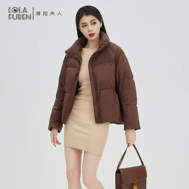 【洛拉夫人】95%白鸭绒 轻奢云朵系列羽绒服女宽松立领时尚冬短款