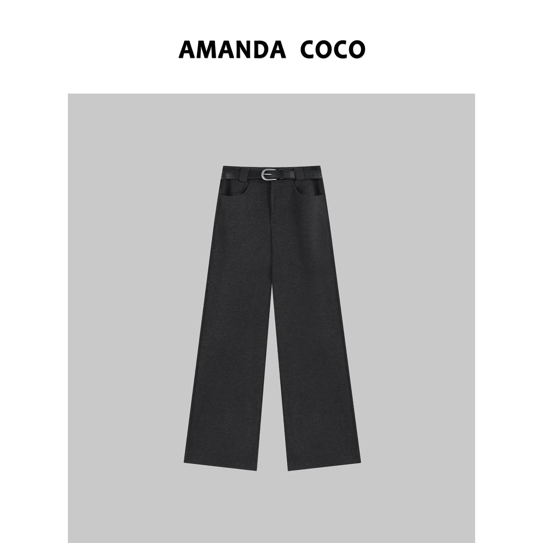 AMANDACOCO岚岚丨设计师款~高级简约秋冬气质百搭阔腿裤