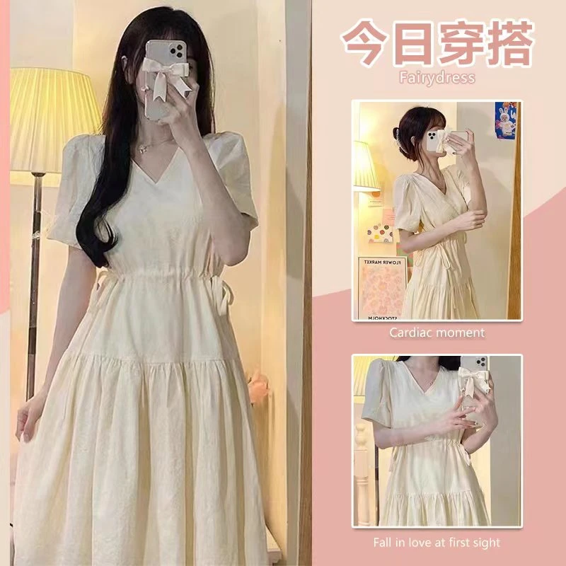 2025夏季新款温柔风显瘦遮肚哺乳连衣裙辣妈外出减龄收腰喂奶裙子