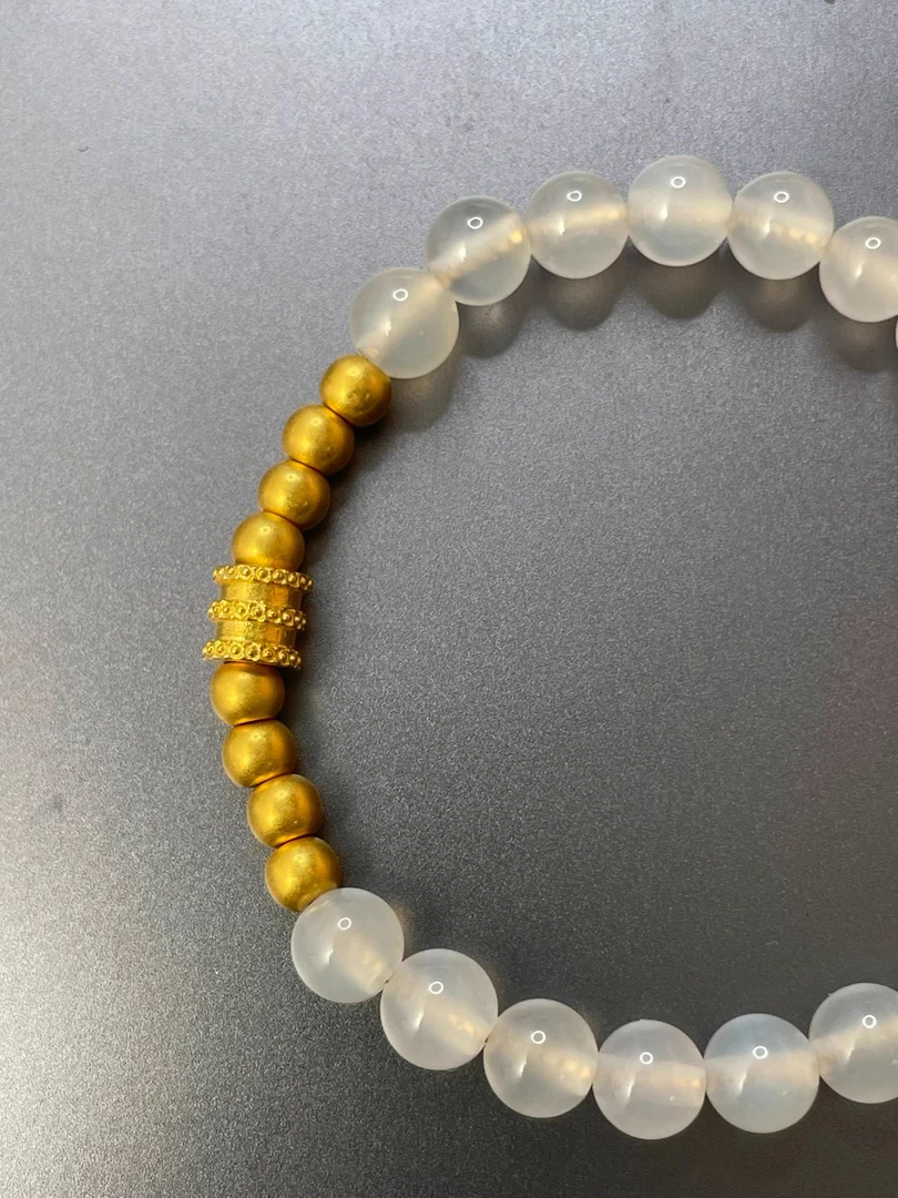 足金小蛮腰+卡4古法金珠8颗搭配玛瑙