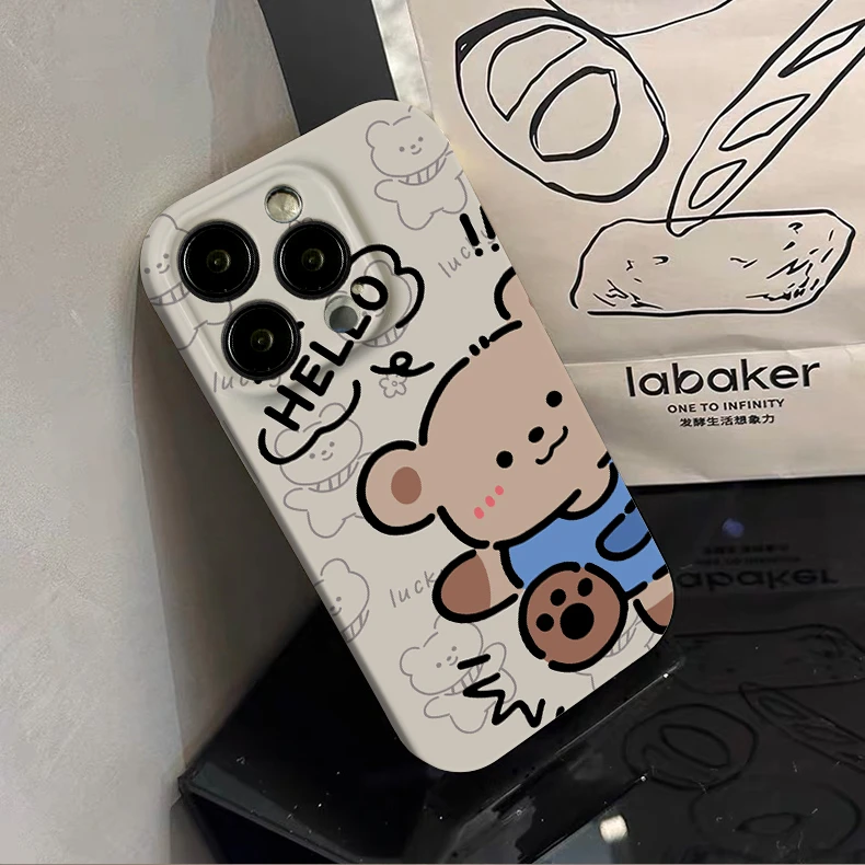 菲林软壳涂鸦小熊iPhone15promax手机壳苹果14小米13女12可爱11xr