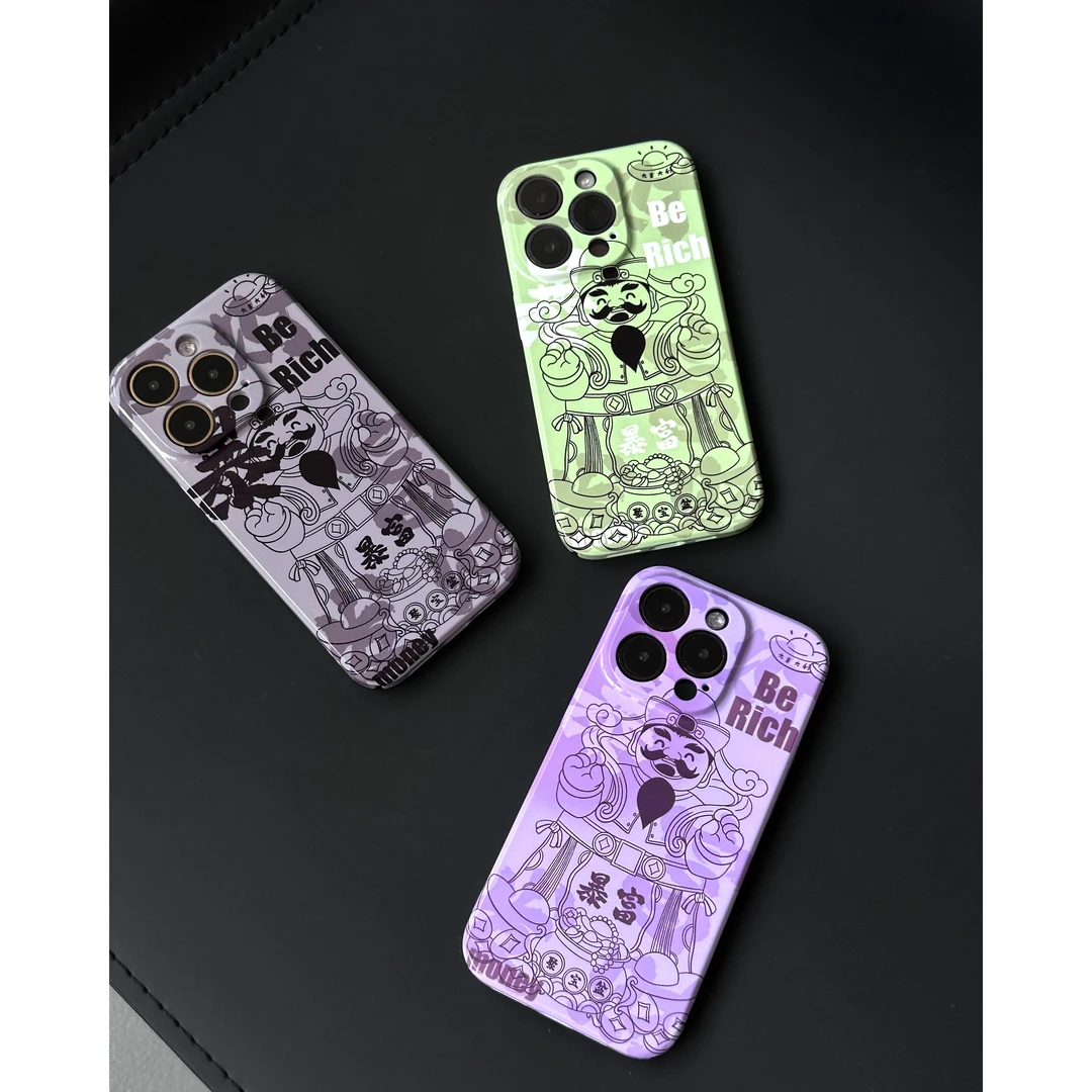 新品财神手机壳适用于苹果/华为/小米14promax15全包潮牌暴富个性