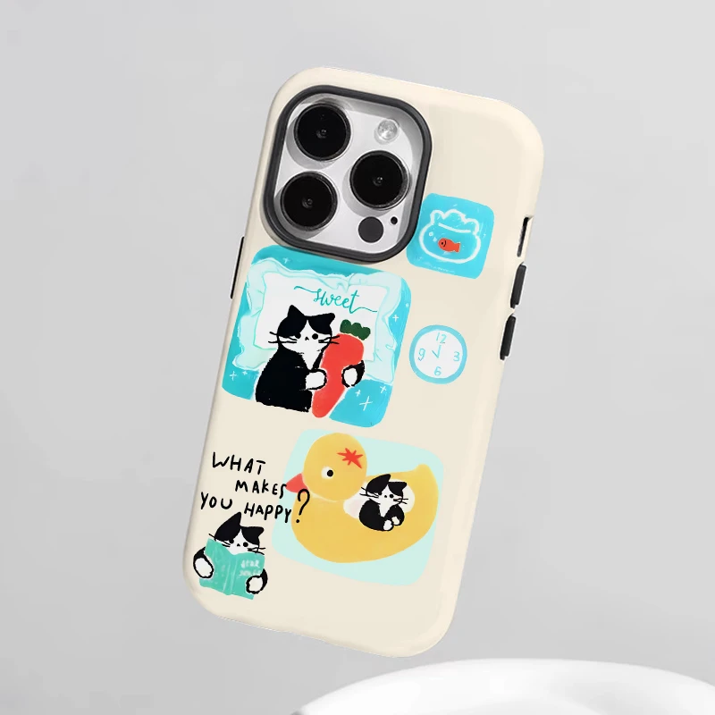 小黄鸭猫咪二合一新款适用于苹果iphone14手机壳苹果13pro创意小