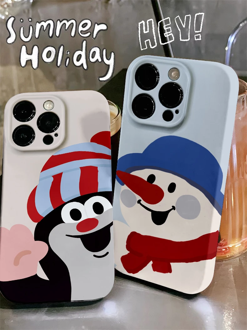 冬季雪人圣诞iPhone15promax手机壳苹果14小米13女12可爱11xr创意
