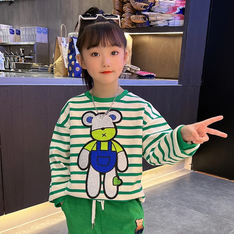 儿童卫衣春季2025新款圆领卫衣网红洋气女童卡通宽松上衣韩版潮