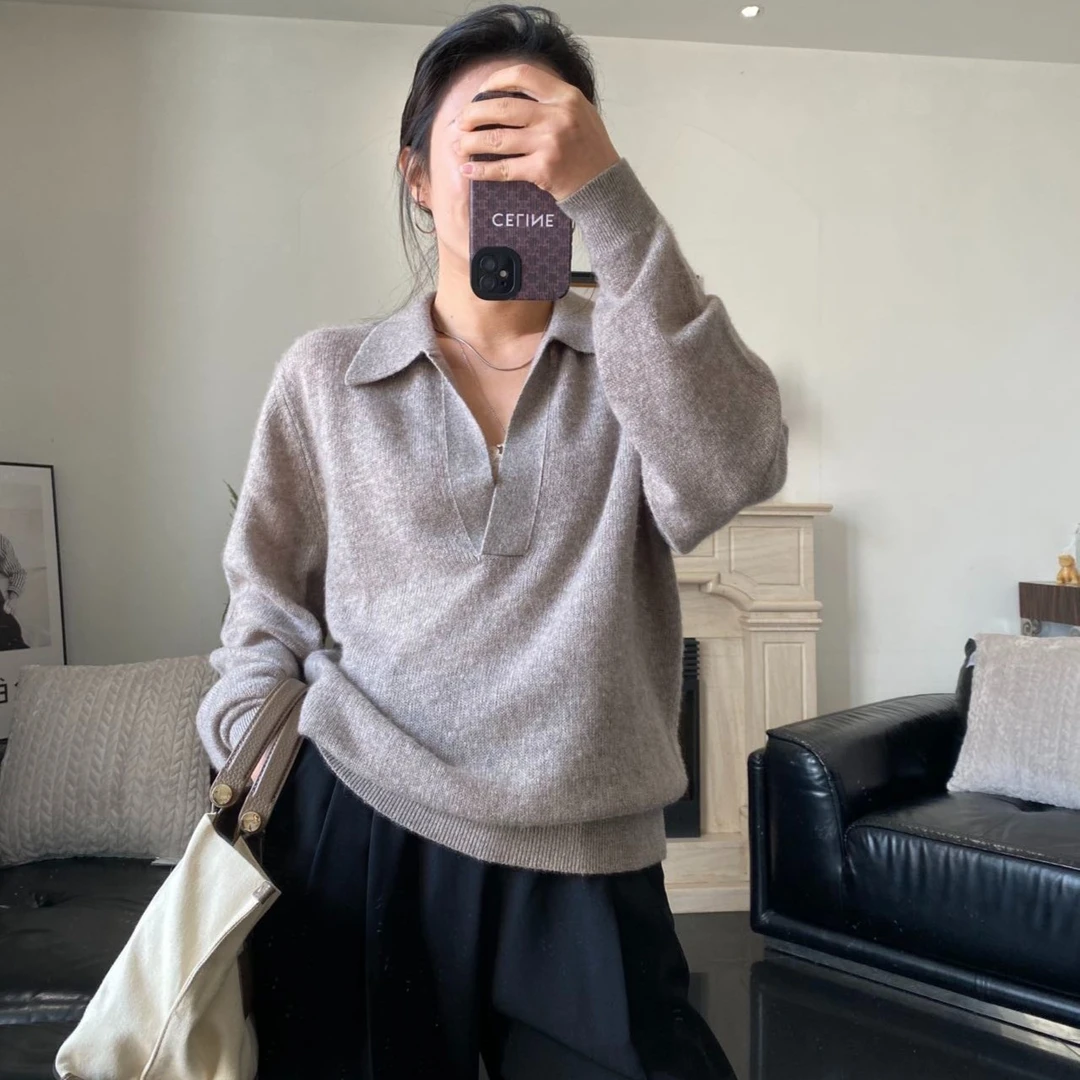 【懒散夫妇】【断码福利】“高级感爆棚”廓形polo领套头衫