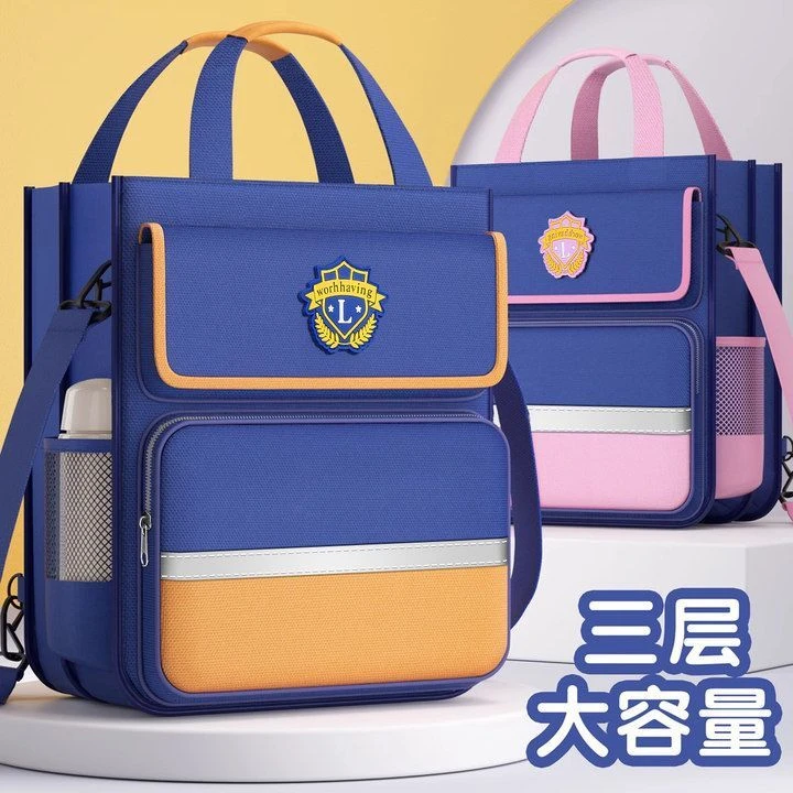 千汇补课手提袋小学生补习袋ins风手提包大容量专用英伦风补课包