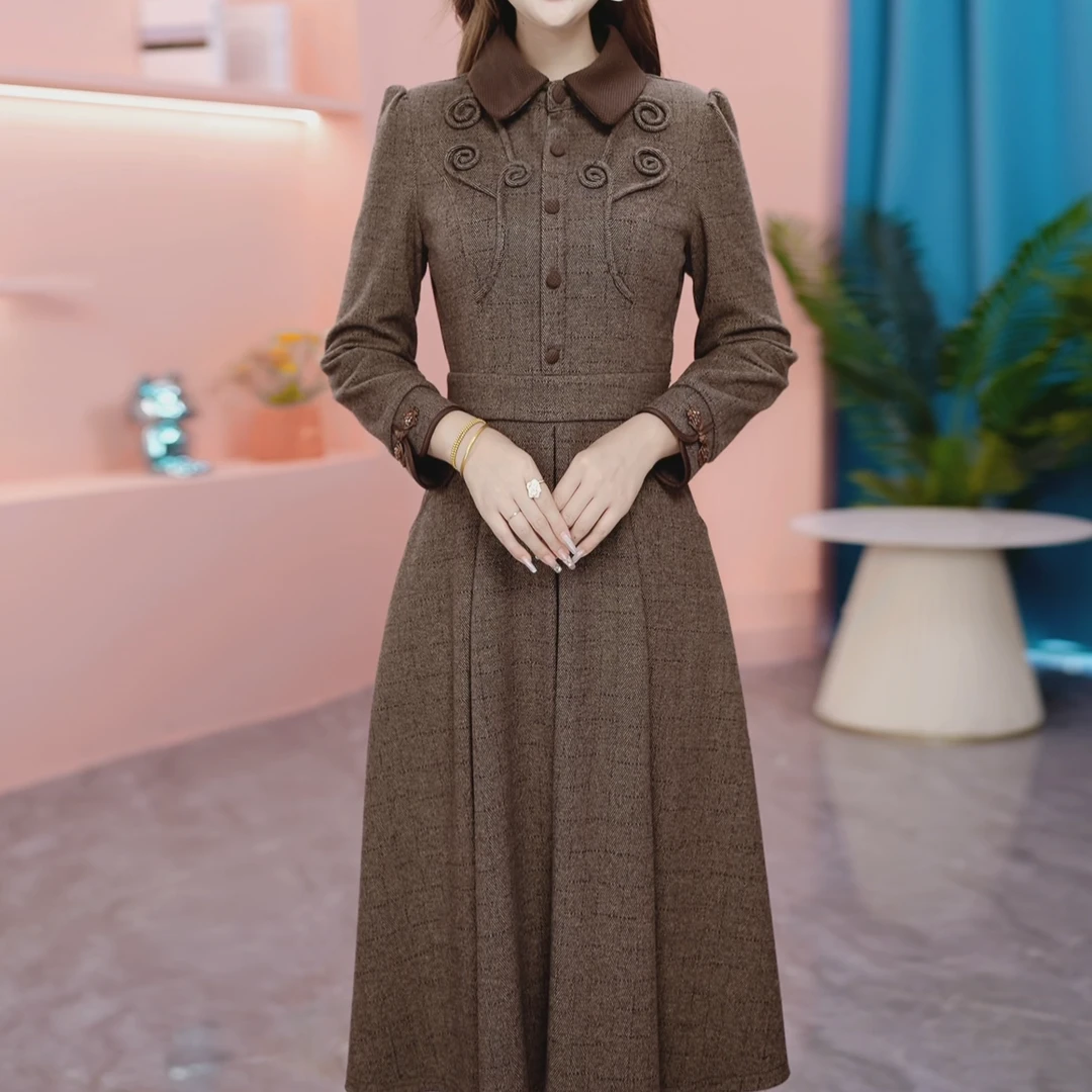 【蒂谊女装】2381秋季新款连衣裙超显瘦气质高端收腰气质时尚洋气