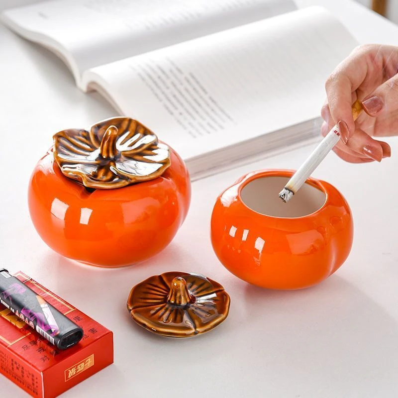 创意烟灰缸家用陶瓷个性家用客厅柿柿如意ins爆款简约小摆件D550