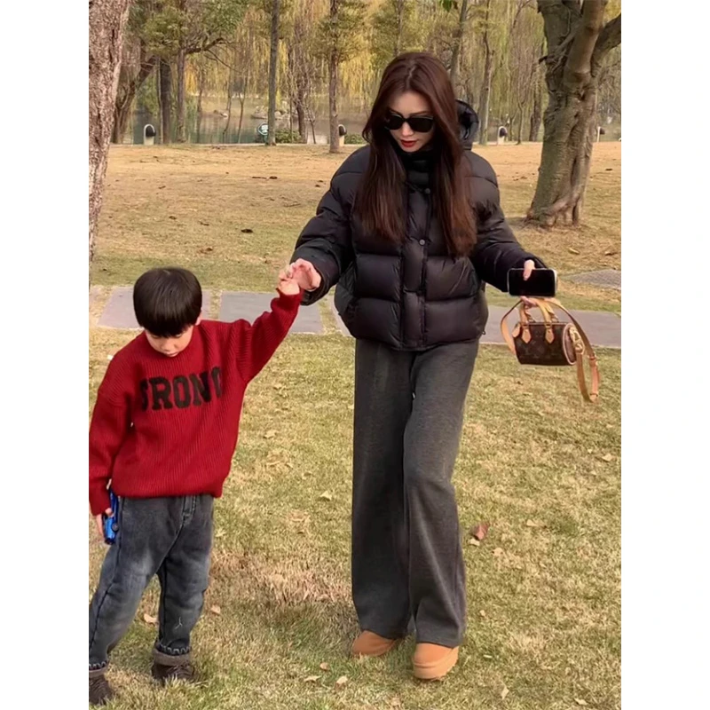 卡其色短款羽绒服女2024冬季新款小个子龟背泡芙加厚90白鸭绒外套