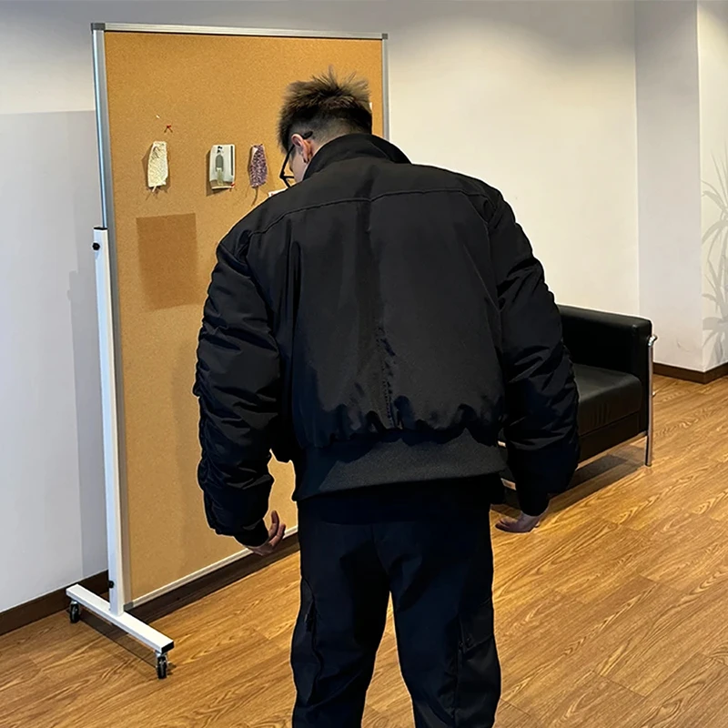 美式黑色飞行员夹克男款冬季短款三防休闲立领保暖加厚棉服外套男