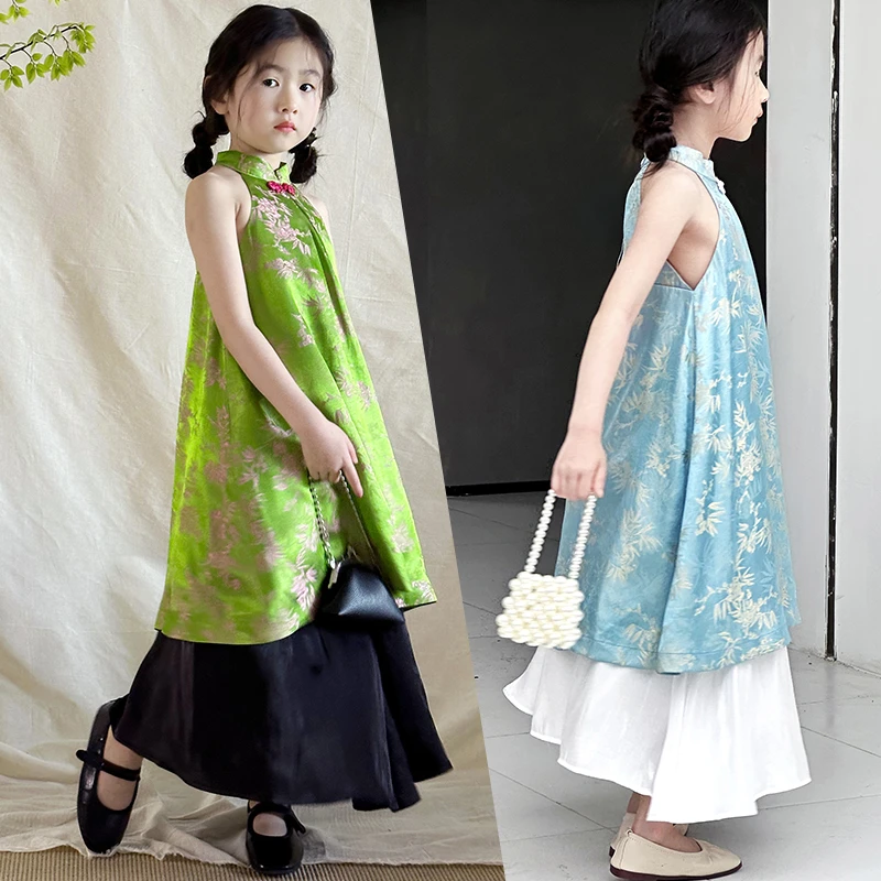 彩虹朵朵2024夏季女童金光棉半身裙超大A摆薄款半裙母女装