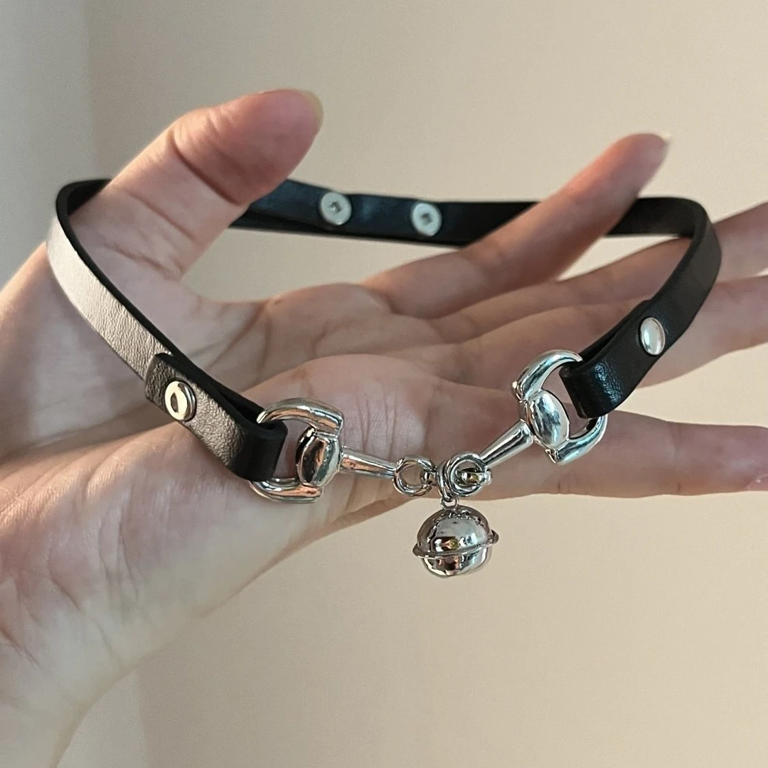 皮颈圈项链皮质choker项圈颈带锁链小众轻奢时尚网红个性脖子饰品