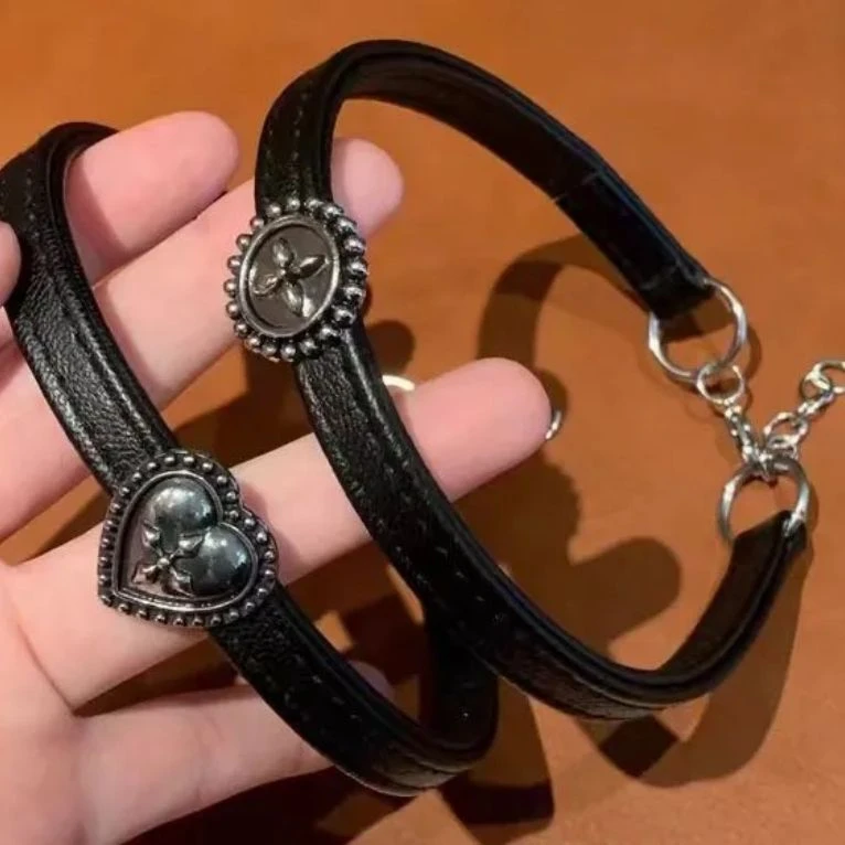 铁合金皮质项链 高级感做旧复古颈链choker暗黑朋克亚文化锁骨链