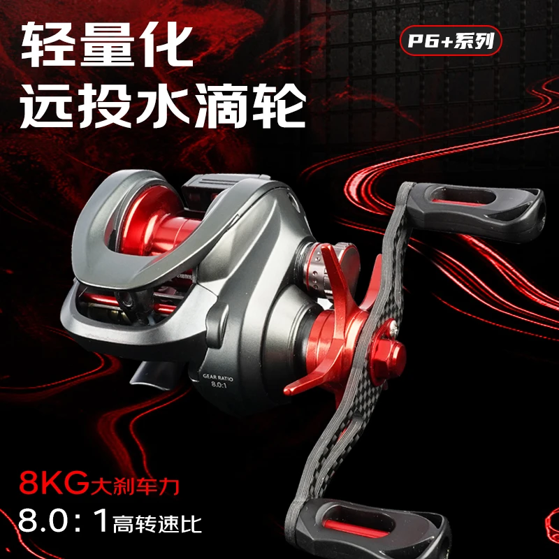 塔酷马p6+水滴轮双线杯微物远投翘嘴鳜鱼轮8速轮7速轮短轴路亚轮