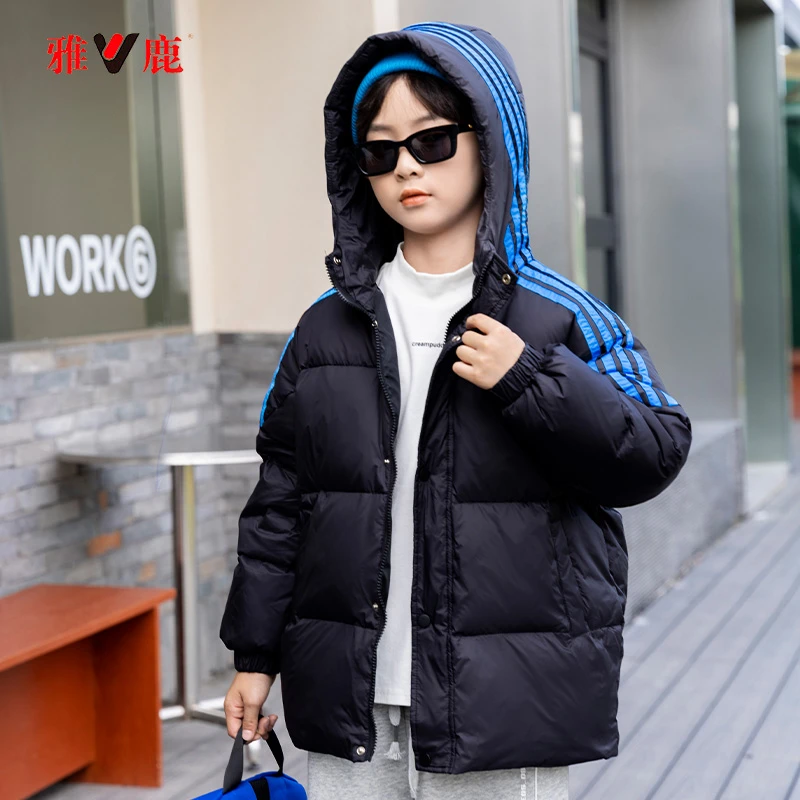 【亲子】雅鹿2024新款儿童羽绒服洋气短款中大童加厚冬装外套休闲