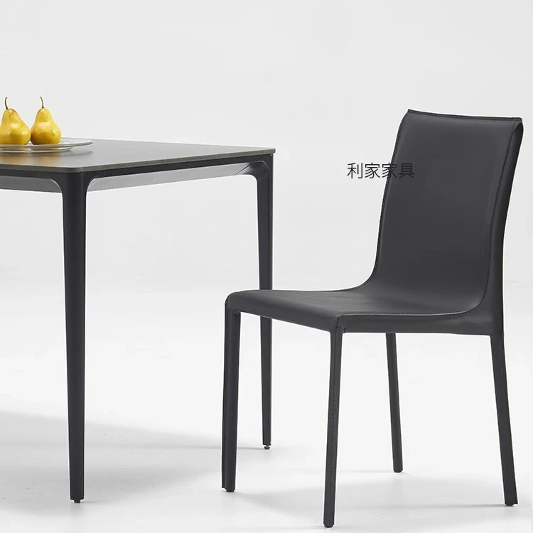 餐椅马鞍皮家用餐厅吃饭靠背椅设计感餐桌休闲书桌椅北欧轻奢